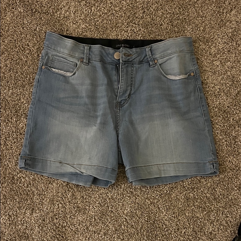 One 5 One Faded Blue Jean Shorts